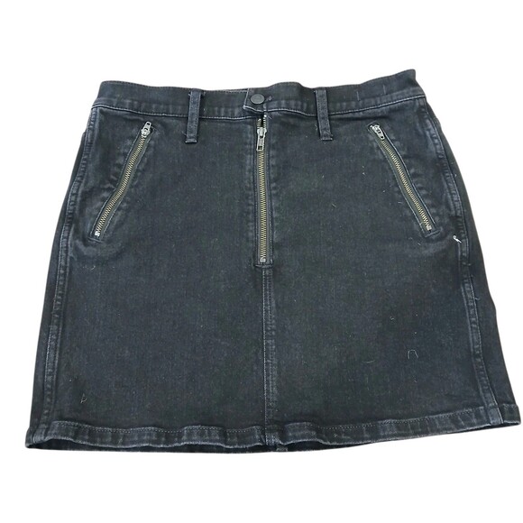 MADEWELL Black Stretch Skirt  Denim Straight Pencil  Zippered Size 28” W  80's - Picture 1 of 8